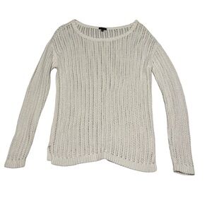 Talbots Ivory Open Knit Sweater Size Small Lightweight Long Sleeve Pullover